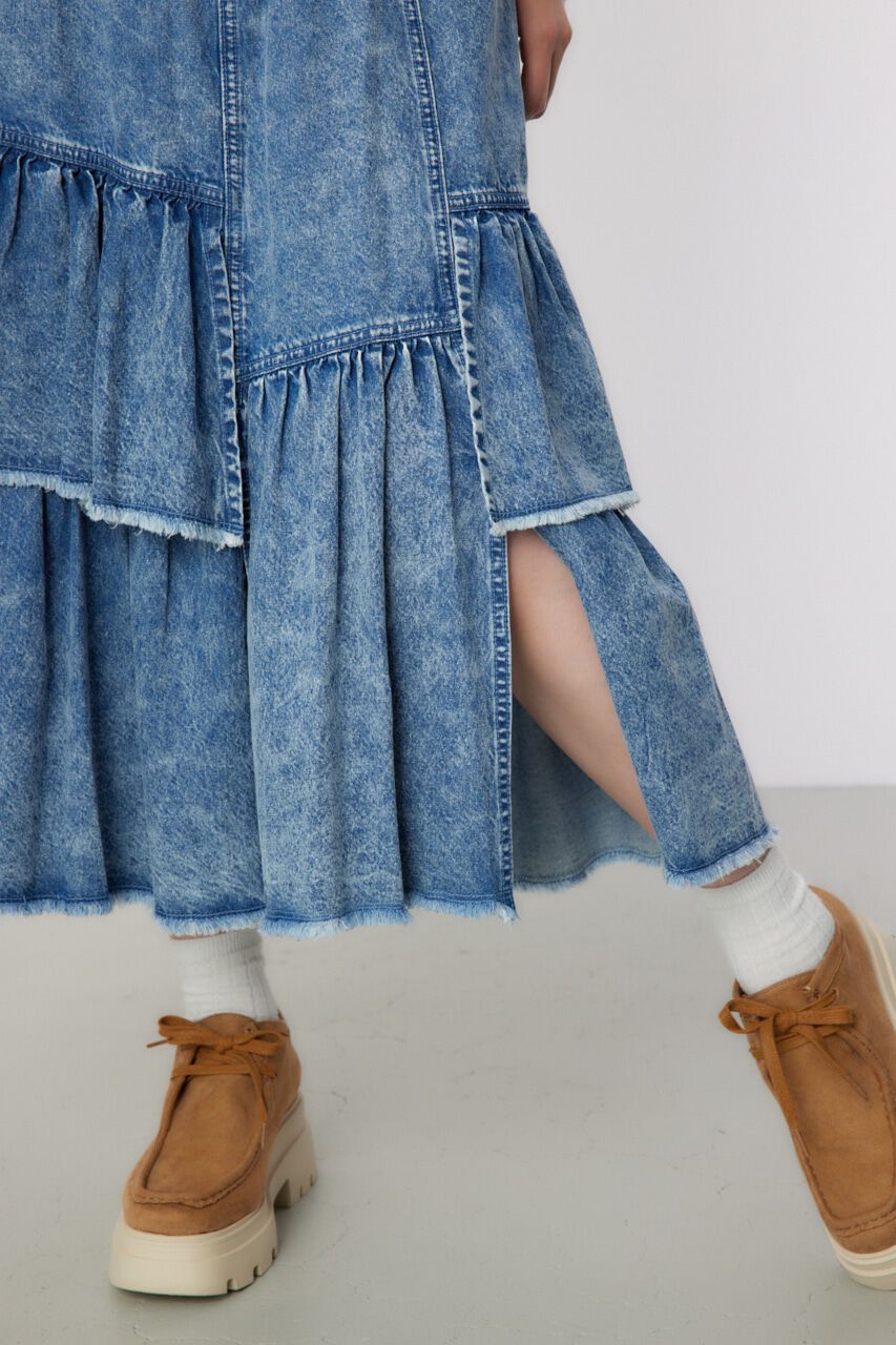 RODEO CROWNS「CHEMICAL DENIM TIERED SK」|スカート|