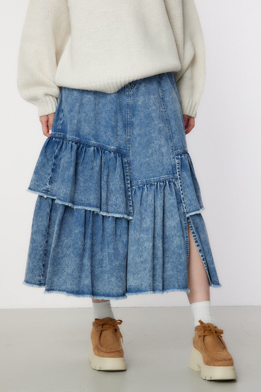 RODEO CROWNS「CHEMICAL DENIM TIERED SK」|スカート|