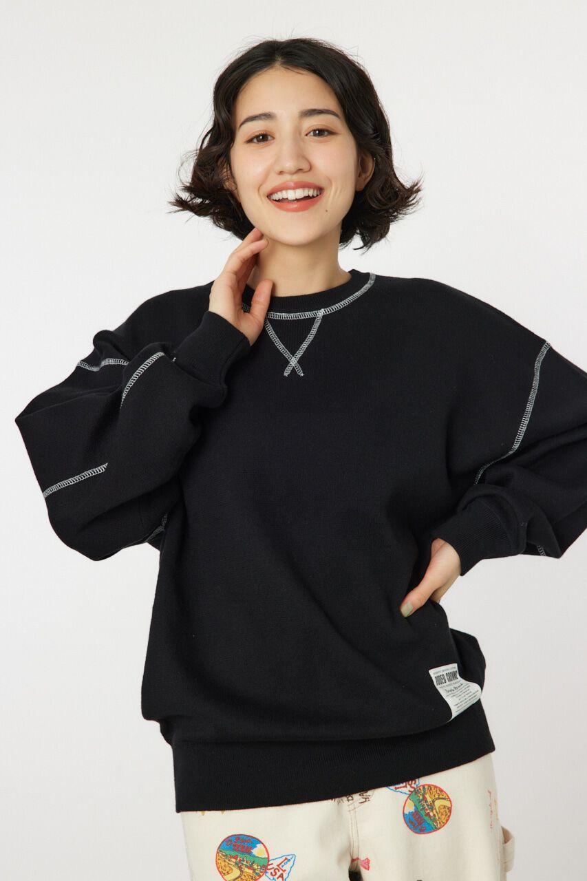 RODEO CROWNS「スウェットライクカラーステッチニットトップス」|ニット・セーター|