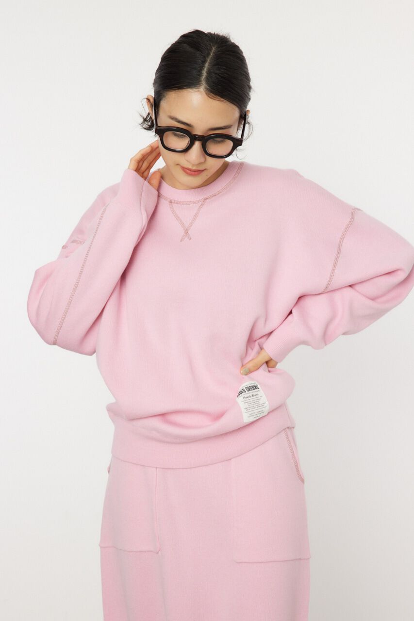 RODEO CROWNS「スウェットライクカラーステッチニットトップス」|ニット・セーター|L/PNK1