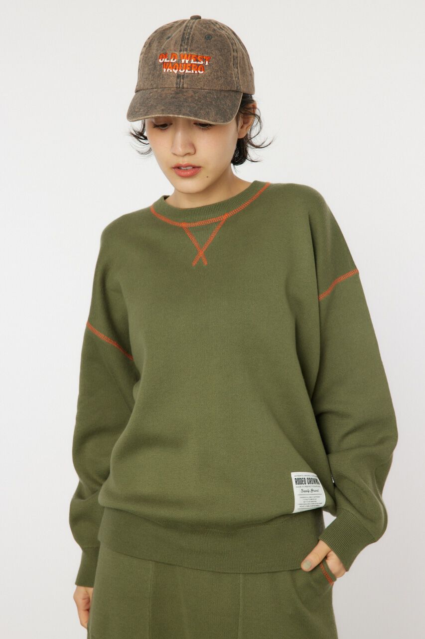 RODEO CROWNS「スウェットライクカラーステッチニットトップス」|ニット・セーター|