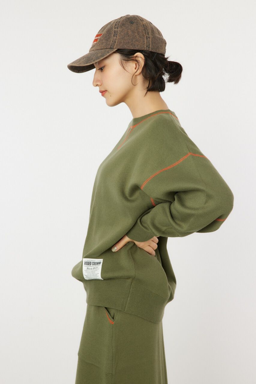 RODEO CROWNS「スウェットライクカラーステッチニットトップス」|ニット・セーター|