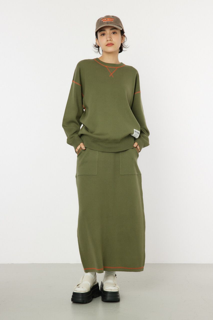 RODEO CROWNS「スウェットライクカラーステッチニットトップス」|ニット・セーター|