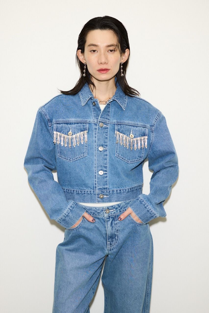 SLY「BIJOU CROP DENIM SH-C」|デニムジャケット|L/BLU1