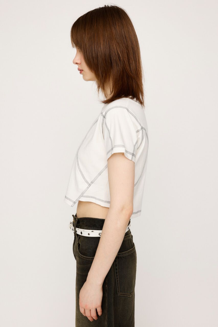 SLY「BI COLOR STITCH CROP Tシャツ」|Tシャツ・カットソー|