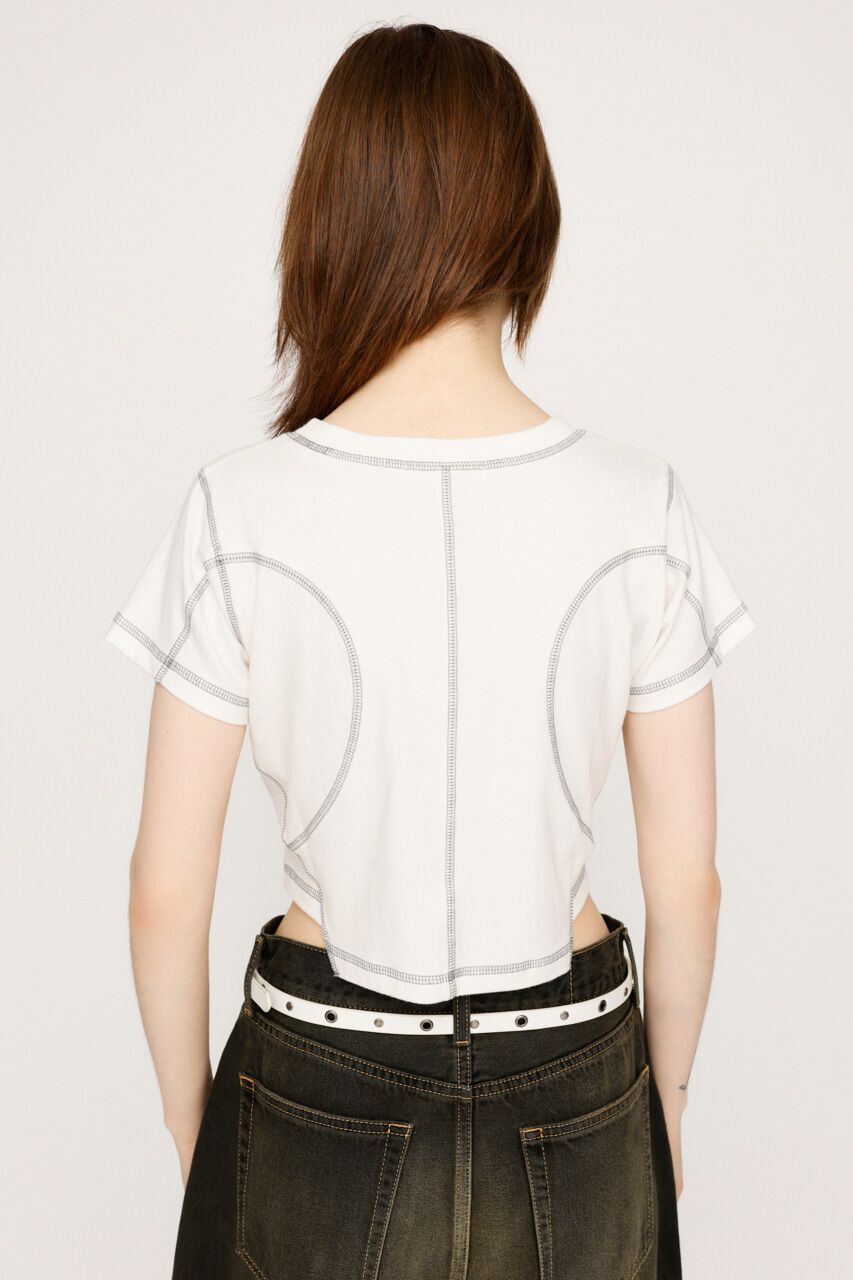 SLY「BI COLOR STITCH CROP Tシャツ」|Tシャツ・カットソー|