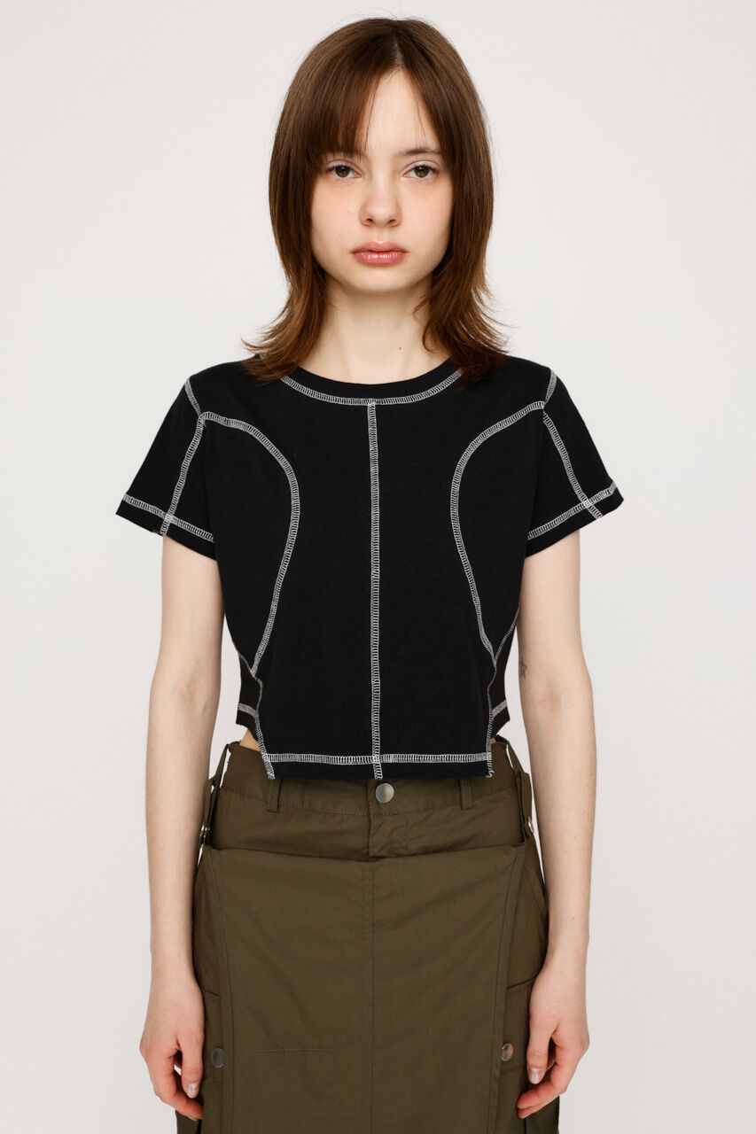SLY「BI COLOR STITCH CROP Tシャツ」|Tシャツ・カットソー|