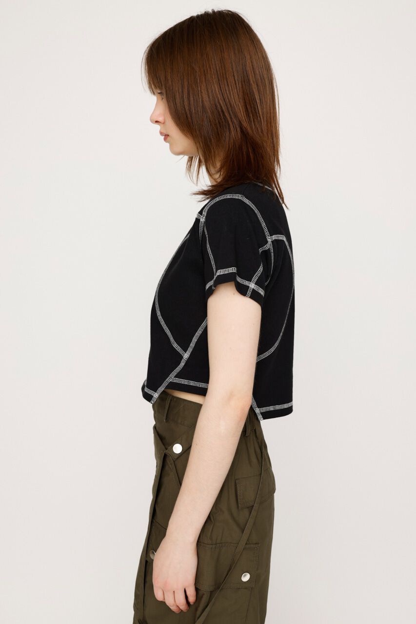 SLY「BI COLOR STITCH CROP Tシャツ」|Tシャツ・カットソー|