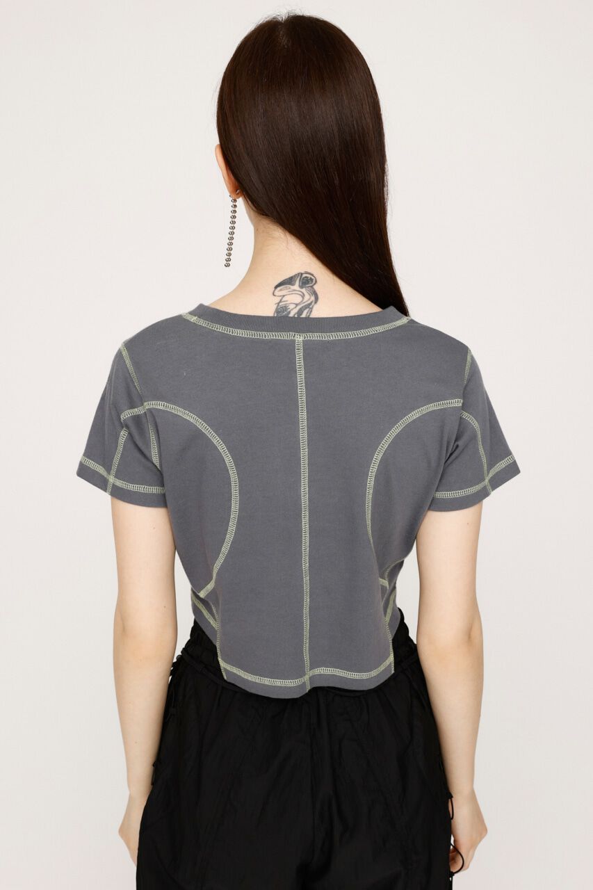 SLY「BI COLOR STITCH CROP Tシャツ」|Tシャツ・カットソー|