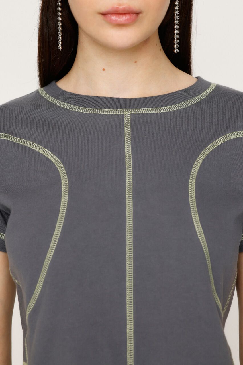 SLY「BI COLOR STITCH CROP Tシャツ」|Tシャツ・カットソー|