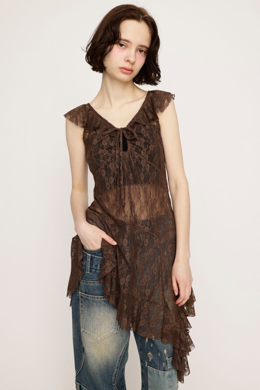 SLY「HEM DESIGN LACE FRILL L／トップス」|キャミソール|