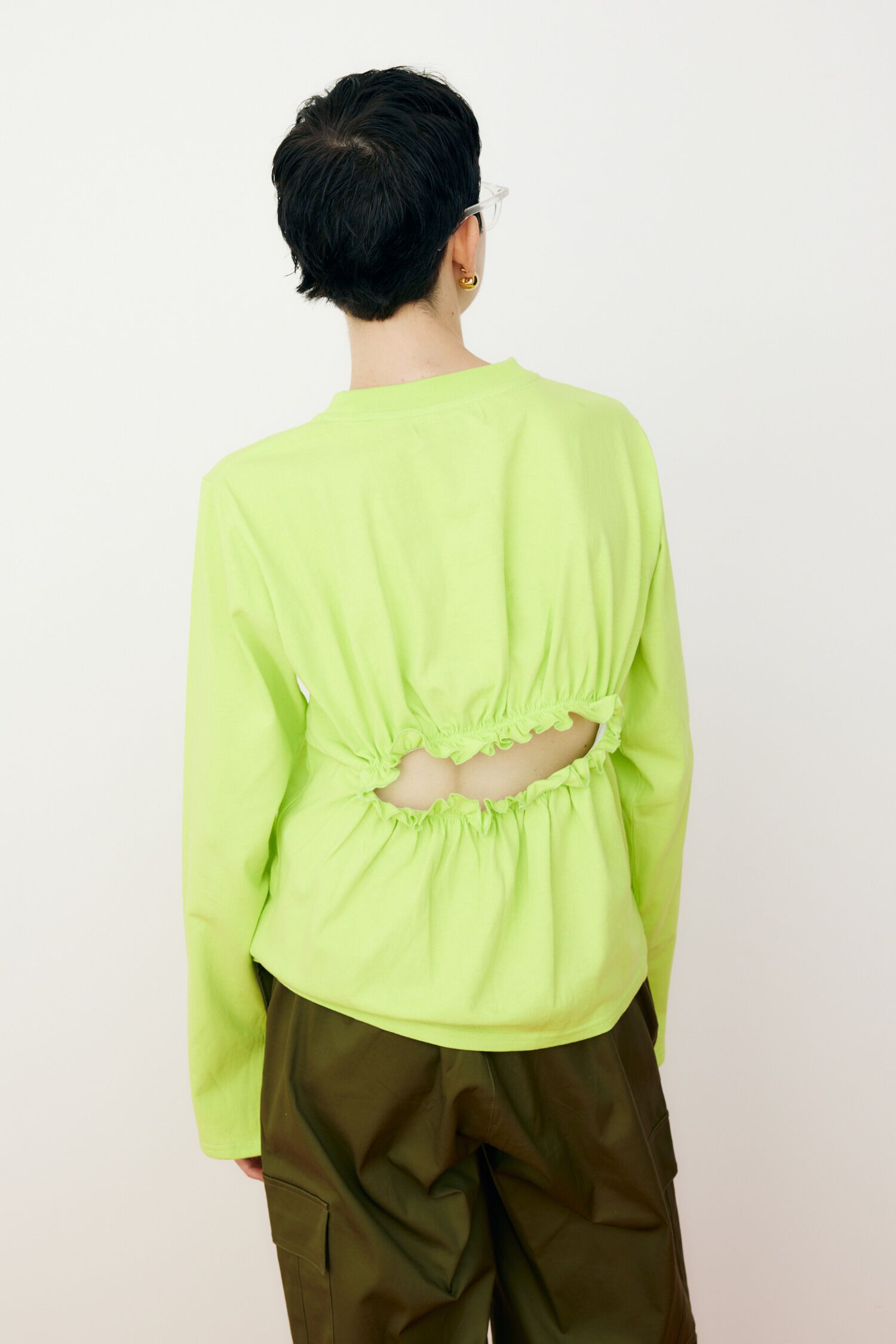 HeRIN.CYE「Back open gather tops」|Tシャツ・カットソー|