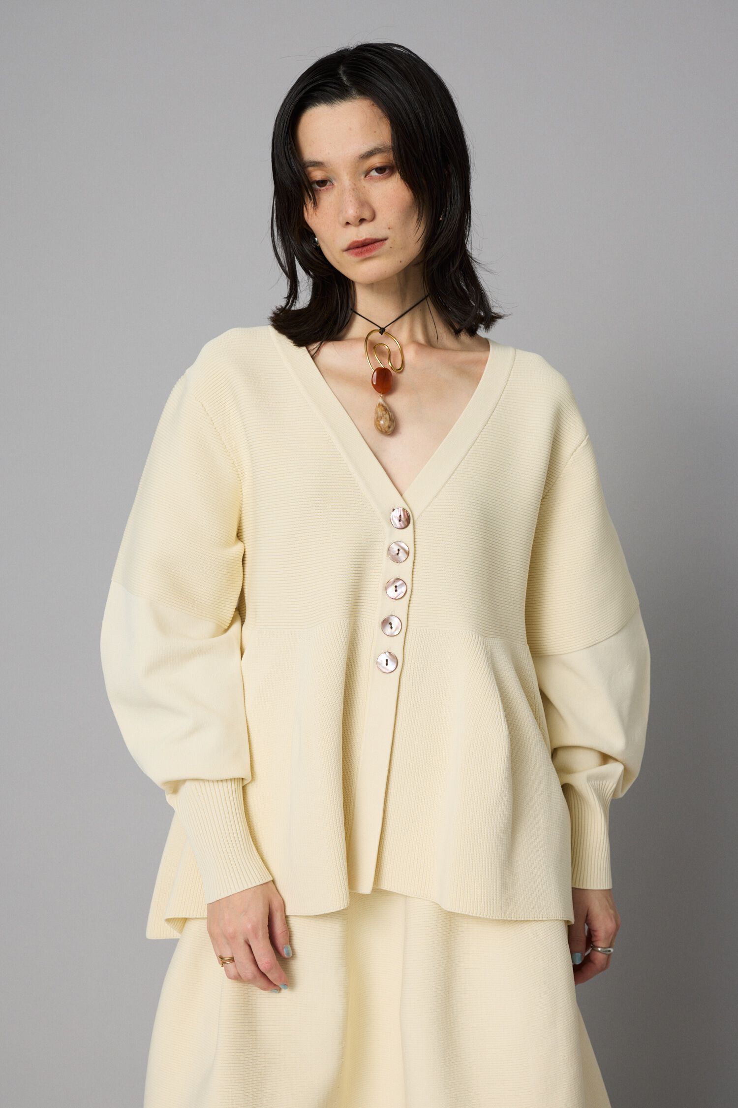 HeRIN.CYE「Jersey frill cardigan」|カーディガン|O/WHT1