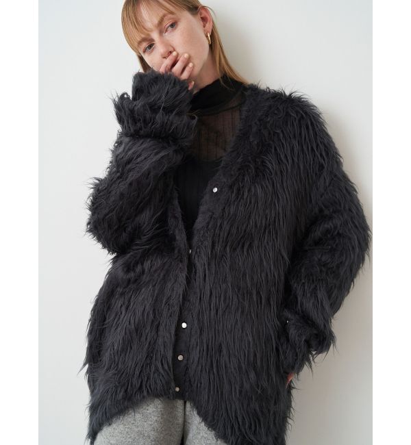 ELENDEEK「SUPER LONG SHAGGY CD」|カーディガン|チャコールグレー