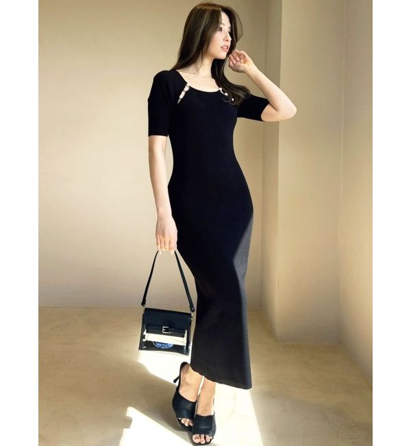 RESEXXY「パールビーズリブニットワンピース」|ワンピース|