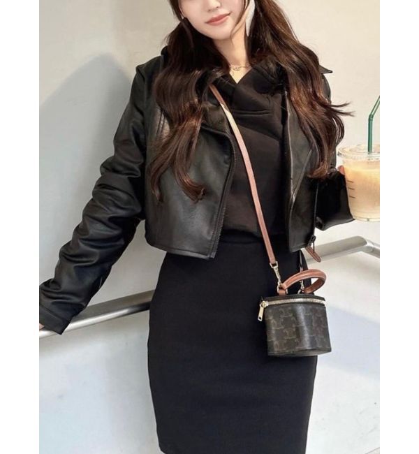 RESEXXY「フェイクレザーライダースジャケット」|ライダースジャケット|ブラック