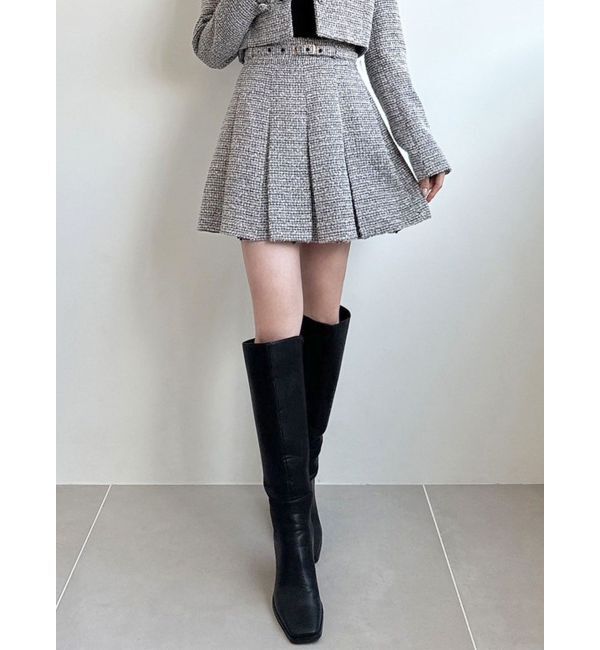 RESEXXY「ツイードプリーツミニスカート【セットアップ着用可能】」|スカート|ブラック