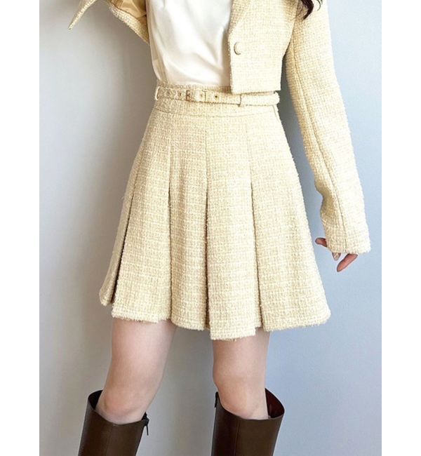 RESEXXY「ツイードプリーツミニスカート【セットアップ着用可能】」|スカート|イエロー
