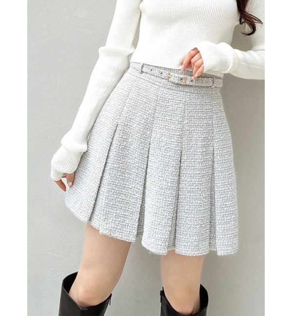 RESEXXY「ツイードプリーツミニスカート【セットアップ着用可能】」|スカート|ブルー