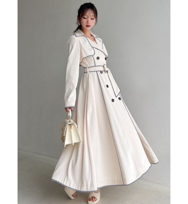 RESEXXY「パイピングデザインロングコート」|トレンチコート|