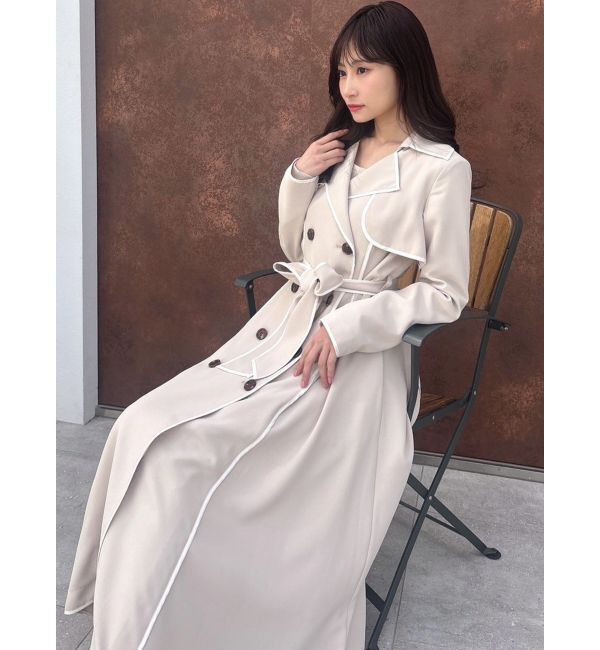 RESEXXY「パイピングデザインロングコート」|トレンチコート|