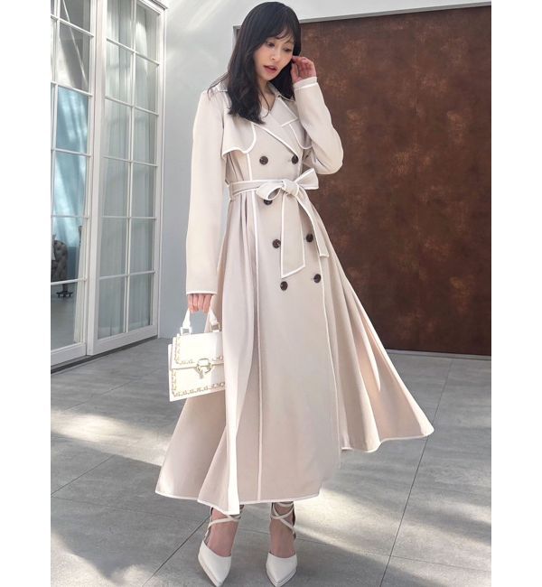 RESEXXY「パイピングデザインロングコート」|トレンチコート|