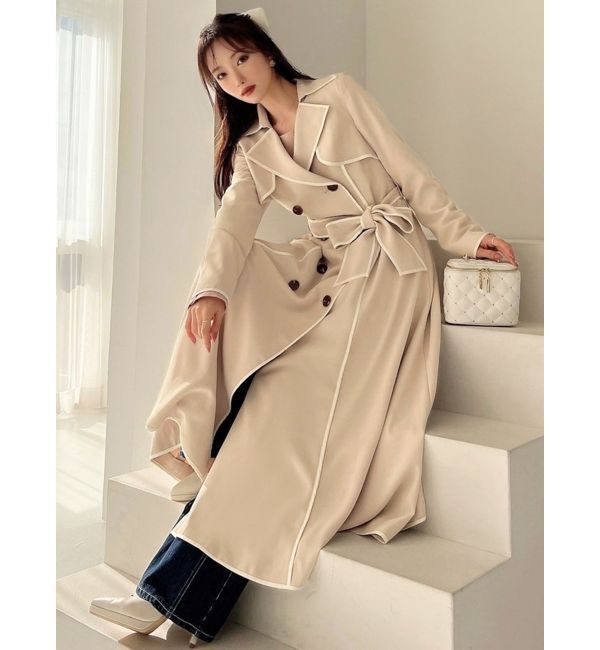 RESEXXY「パイピングデザインロングコート」|トレンチコート|