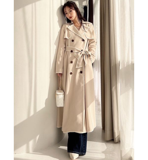 RESEXXY「パイピングデザインロングコート」|トレンチコート|