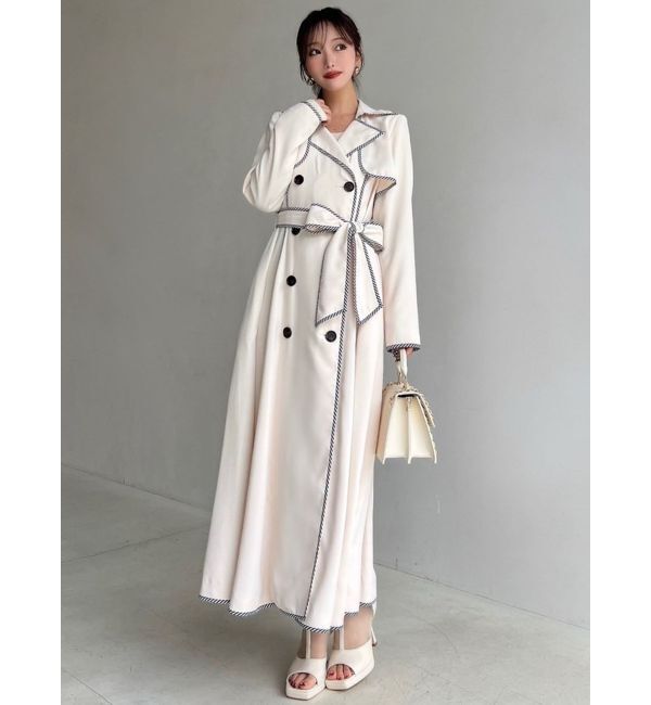RESEXXY「パイピングデザインロングコート」|トレンチコート|