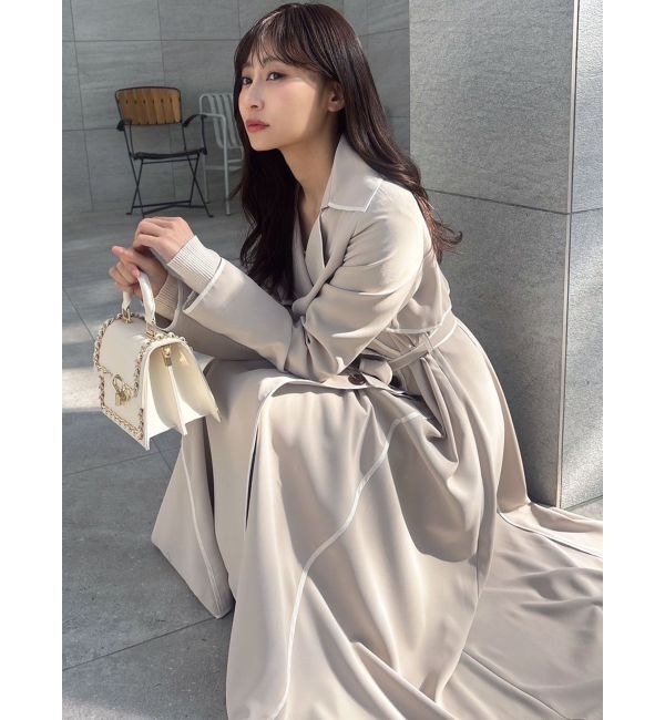 RESEXXY「パイピングデザインロングコート」|トレンチコート|