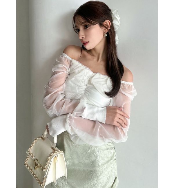 RESEXXY「フロントギャザーシアースリーブニット」|ニット・セーター|