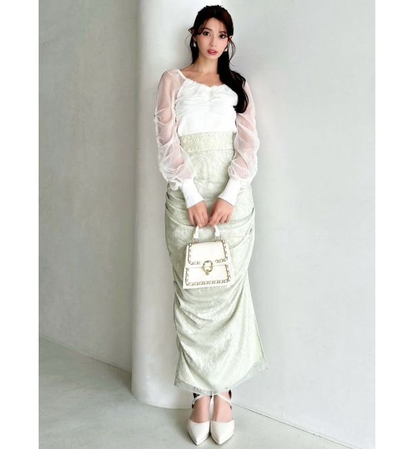 RESEXXY「フロントギャザーシアースリーブニット」|ニット・セーター|