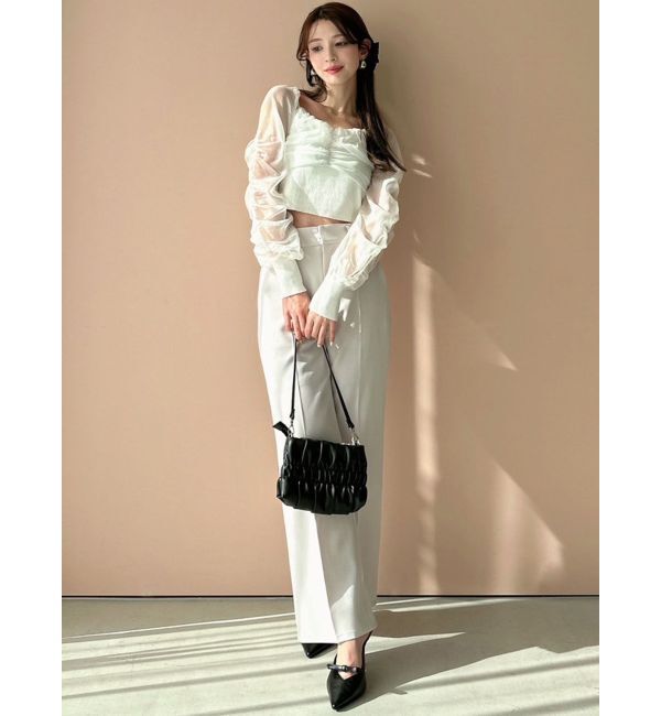 RESEXXY「フロントギャザーシアースリーブニット」|ニット・セーター|