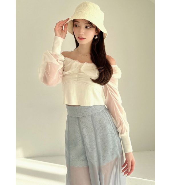 RESEXXY「フロントギャザーシアースリーブニット」|ニット・セーター|