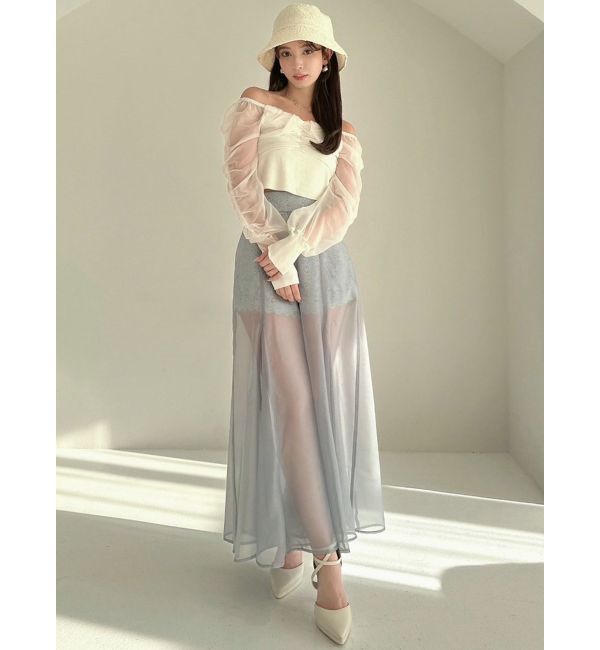 RESEXXY「フロントギャザーシアースリーブニット」|ニット・セーター|