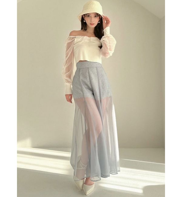 RESEXXY「フロントギャザーシアースリーブニット」|ニット・セーター|