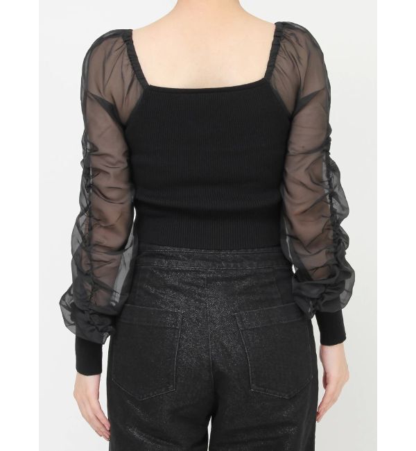 RESEXXY「フロントギャザーシアースリーブニット」|ニット・セーター|