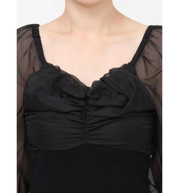 RESEXXY「フロントギャザーシアースリーブニット」|ニット・セーター|