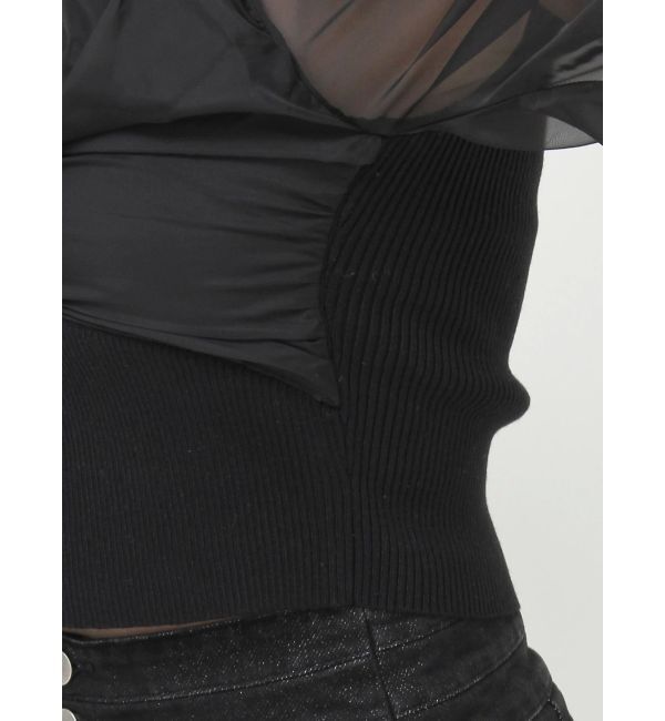 RESEXXY「フロントギャザーシアースリーブニット」|ニット・セーター|