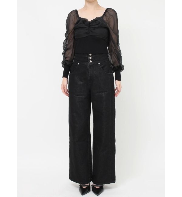 RESEXXY「フロントギャザーシアースリーブニット」|ニット・セーター|