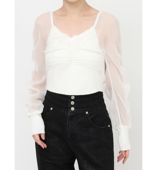 RESEXXY「フロントギャザーシアースリーブニット」|ニット・セーター|