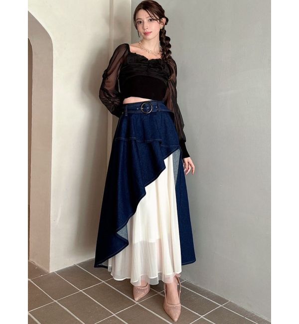 RESEXXY「フロントギャザーシアースリーブニット」|ニット・セーター|