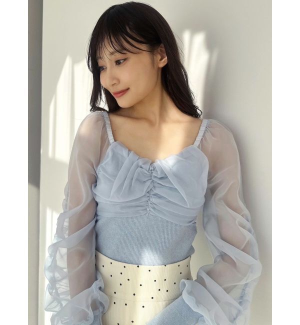 RESEXXY「フロントギャザーシアースリーブニット」|ニット・セーター|