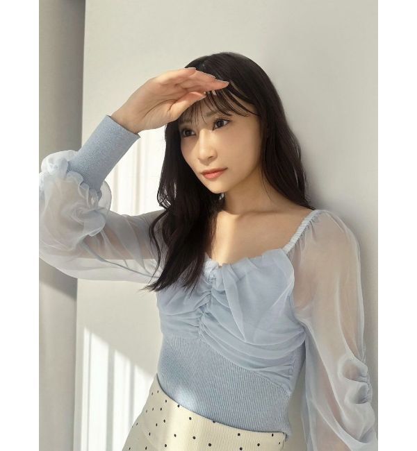 RESEXXY「フロントギャザーシアースリーブニット」|ニット・セーター|