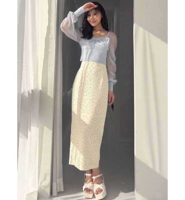 RESEXXY「フロントギャザーシアースリーブニット」|ニット・セーター|