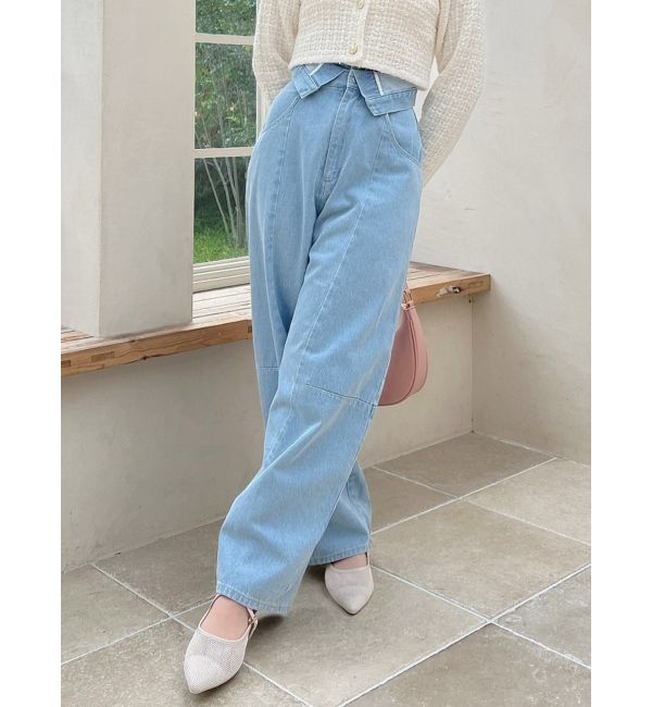 dazzlin「【CanCamタイアップ】カーブラインデニムパンツ」|デニム|ブルー