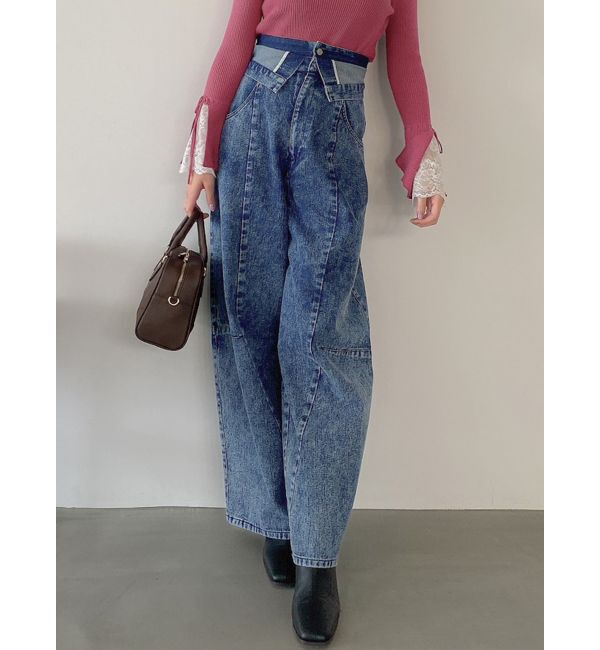 dazzlin「【CanCamタイアップ】カーブラインデニムパンツ」|デニム|ミックス