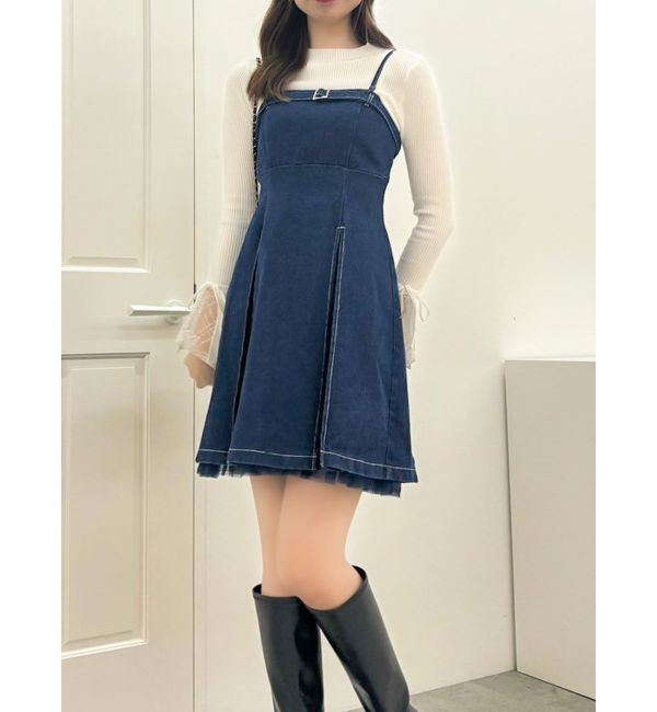dazzlin「【SETUP】ヘムチュールベルトキャミワンピース※セットアップ対応」|ワンピース|インディゴ