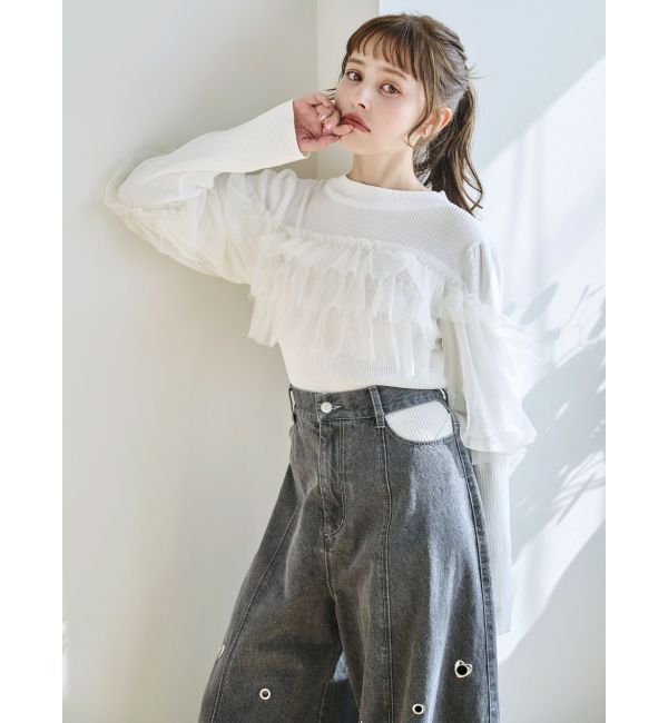 dazzlin「カーブタックデニムパンツ」|デニム|