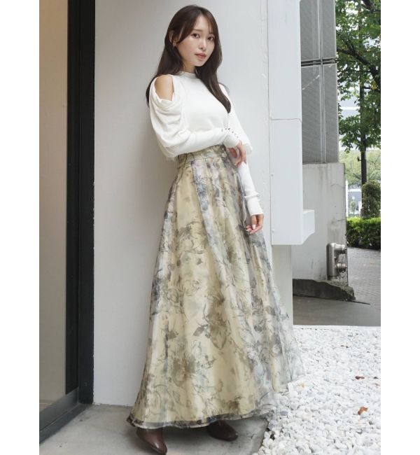 MERCURYDUO「ドレープオープンショルダーバックリボンニット」|ニット・セーター|